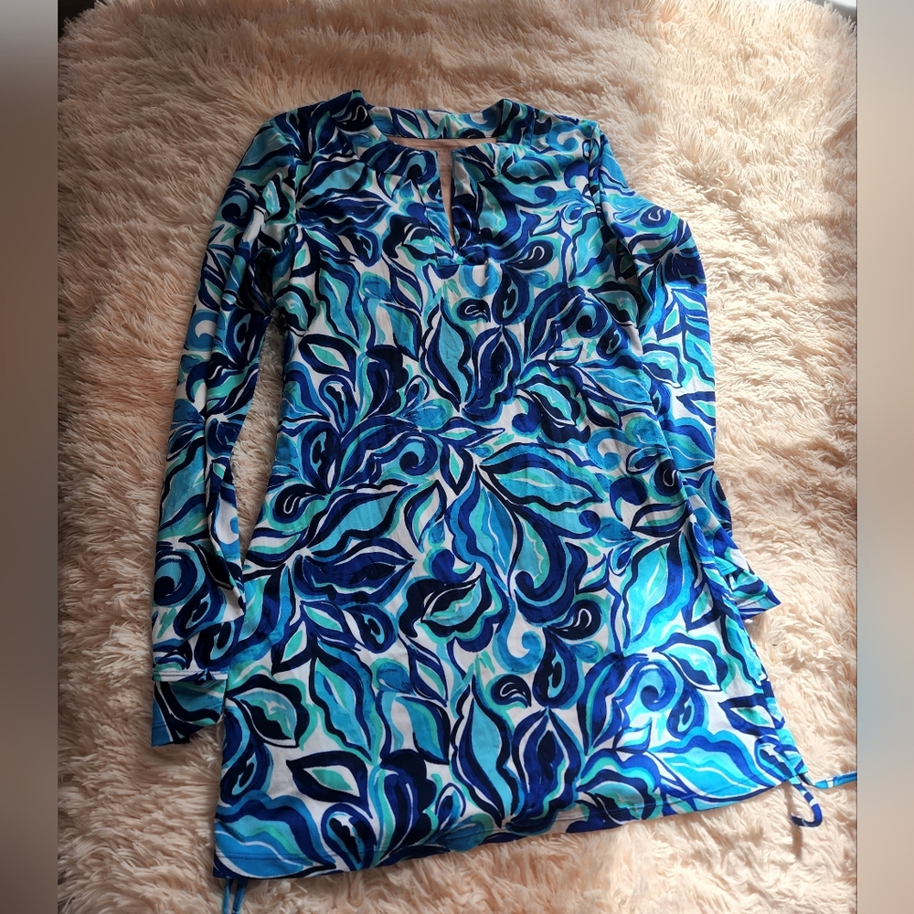 Coolibar Blue and White Swirl Dress